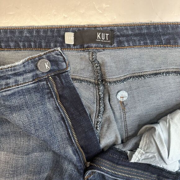 Kut From The Kloth Jeans Womens 24W Reese Ankle Straight Denim Blue Fray NEW - Picture 8 of 13